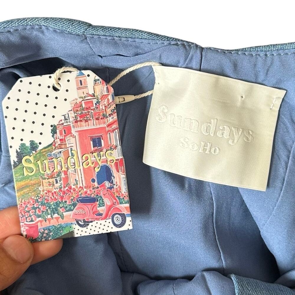 Sundays Soho Denim Pocket Mini Dress Sz Small Pinafore Style Front Patch Pockets - Picture 7 of 16